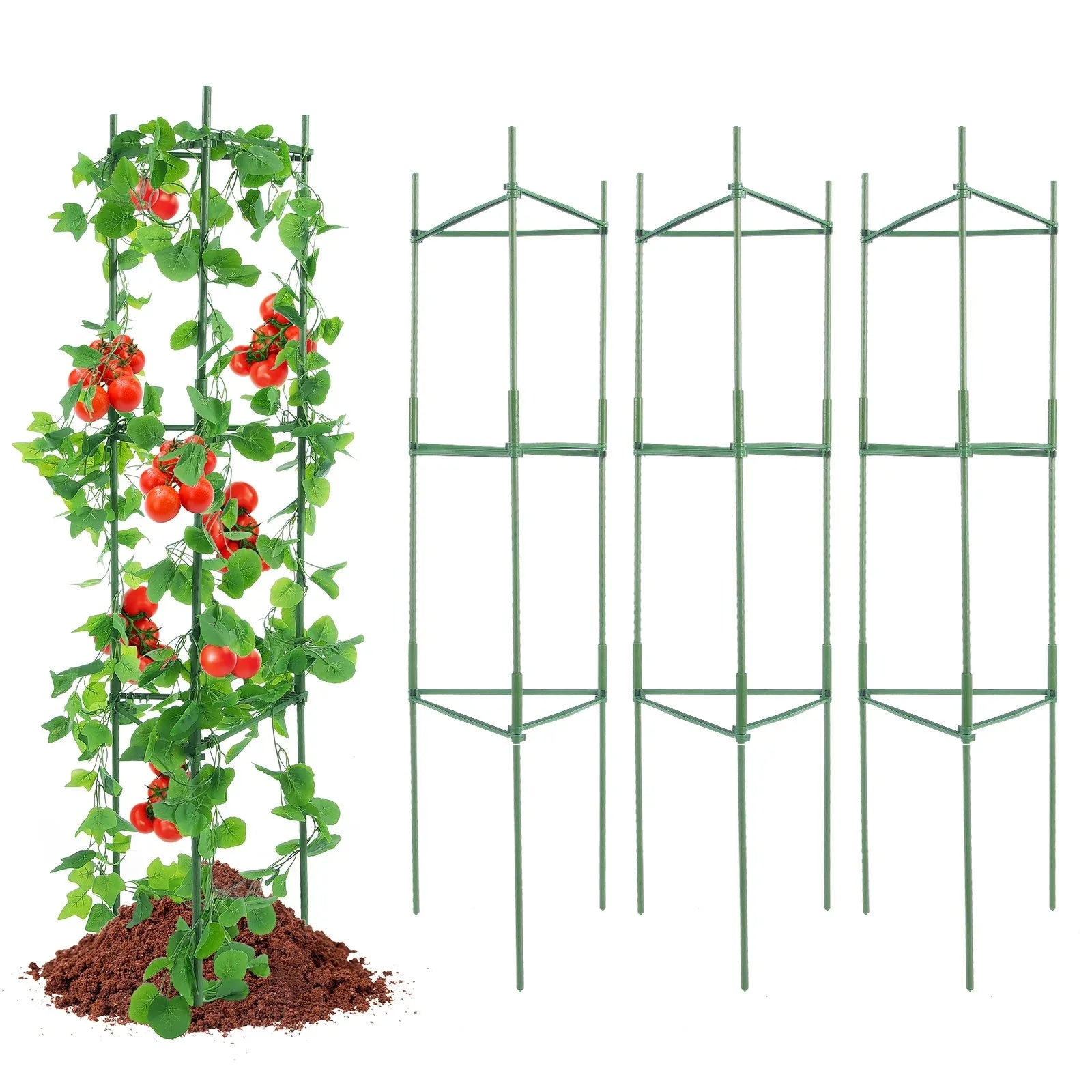 VEVOR 6 Packs Tomato Cages for Garden, 1230 mm Tomato Trellis Plant Stakes Support, Stackable Tall Plant Support Cage, for Raised Garden Bed, Vegetables Flowers and Climbing Plants - Mekamart Australia