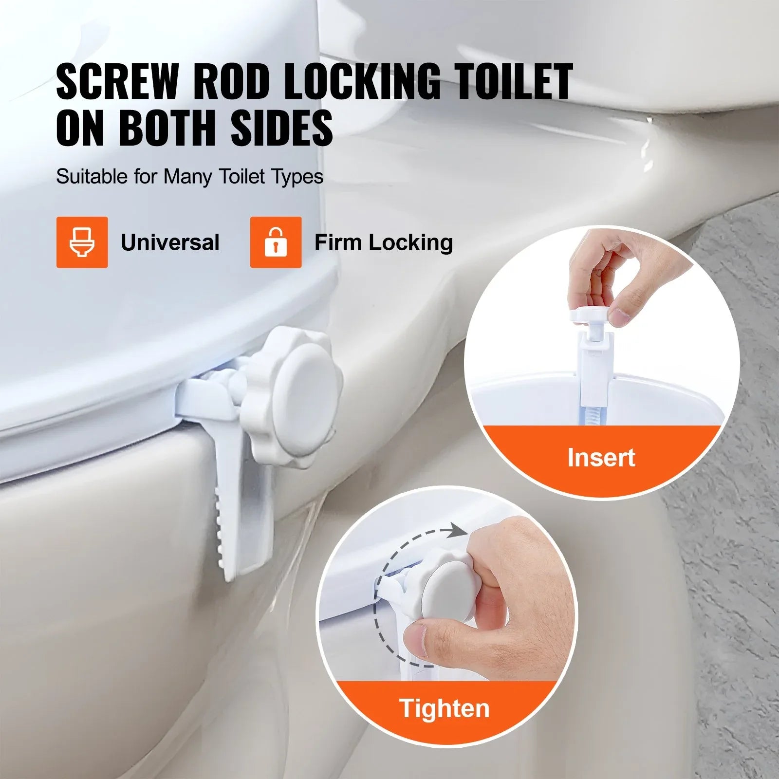 VEVOR Raised Toilet Seat, 100 mm Height Raised, 136 kg Weight Capacity, Universal Toilet Seat Riser, Screw Rod Locking, with Toilet Seat, for Elderly, Handicap, Patient, Pregnant, Medical - Mekamart Australia