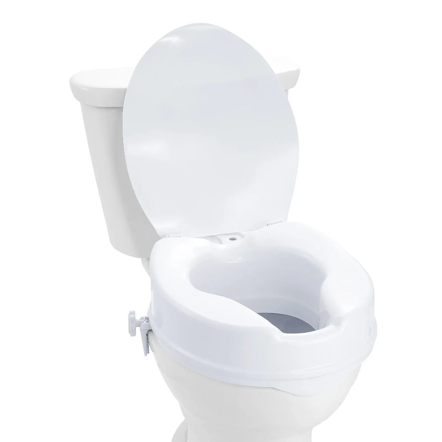 VEVOR Raised Toilet Seat, 100 mm Height Raised, 136 kg Weight Capacity, Universal Toilet Seat Riser, Screw Rod Locking, with Toilet Seat, for Elderly, Handicap, Patient, Pregnant, Medical - Mekamart Australia