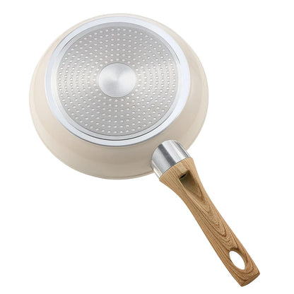 VEVOR Frying Pan Skillet, Aluminum Egg Fry Pans, 3 Pcs (200, 240, 280 mm), Nonsitck Ceramic Heavy-Duty Skillets with Heat-Resistant Handle, Chef's Kitchen Cookware for Gas, Electric, Induction, Beige - Mekamart Australia