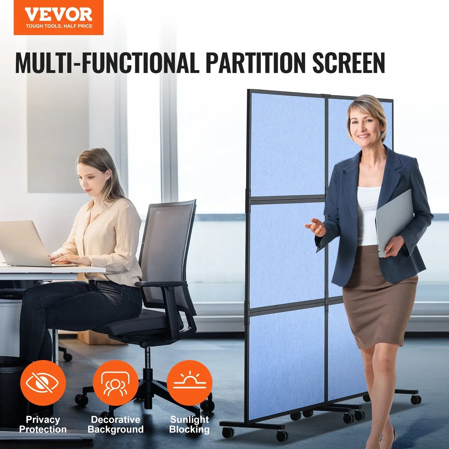 VEVOR Acoustic Room Divider Partition Panel Privacy Screen 2 Pack Indigo Blue - Mekamart Australia