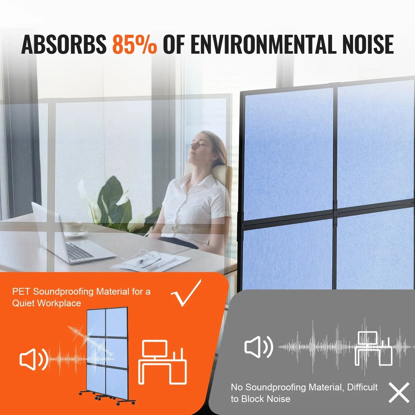VEVOR Acoustic Room Divider Partition Panel Privacy Screen 2 Pack Indigo Blue - Mekamart Australia