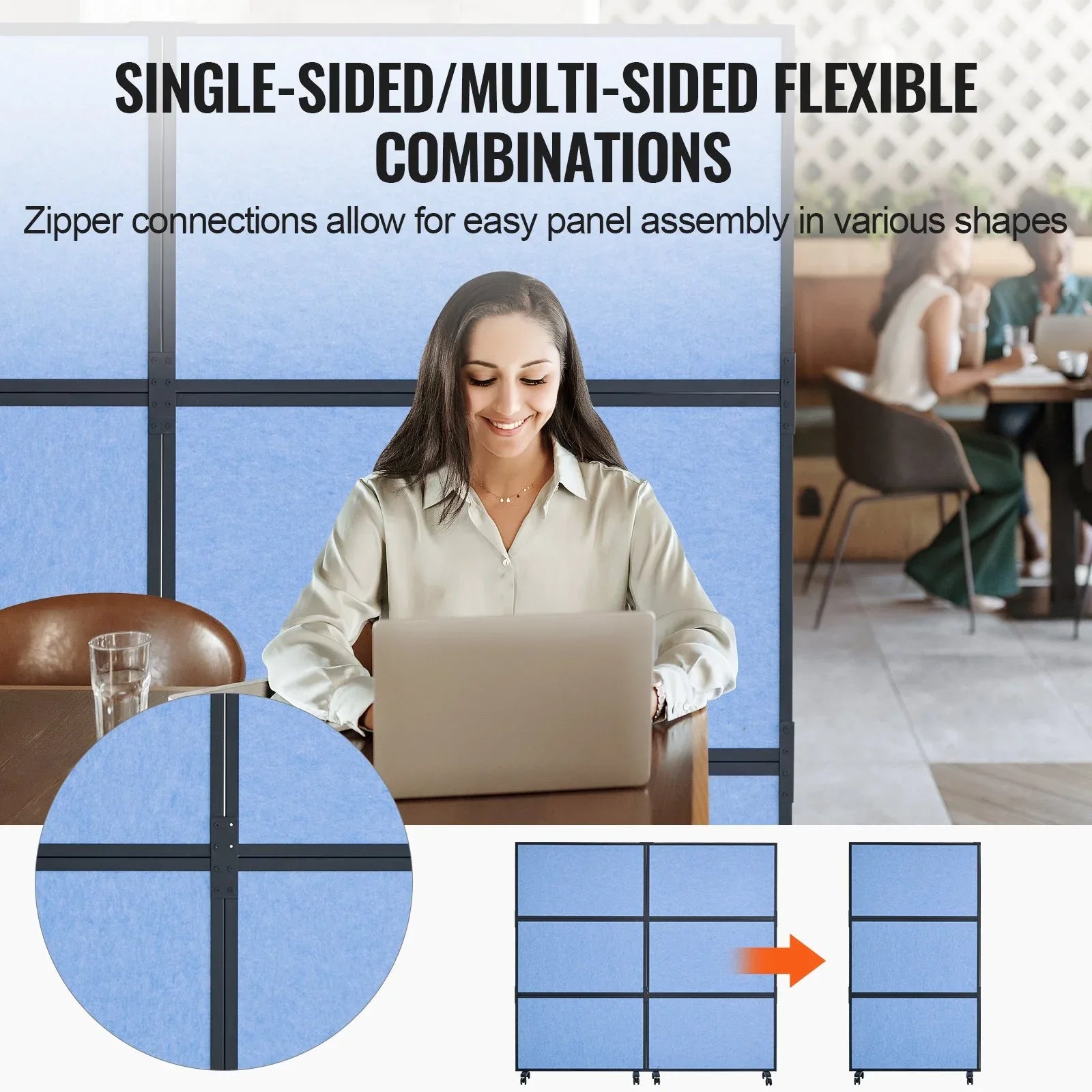 VEVOR Acoustic Room Divider Partition Panel Privacy Screen 2 Pack Indigo Blue - Mekamart Australia
