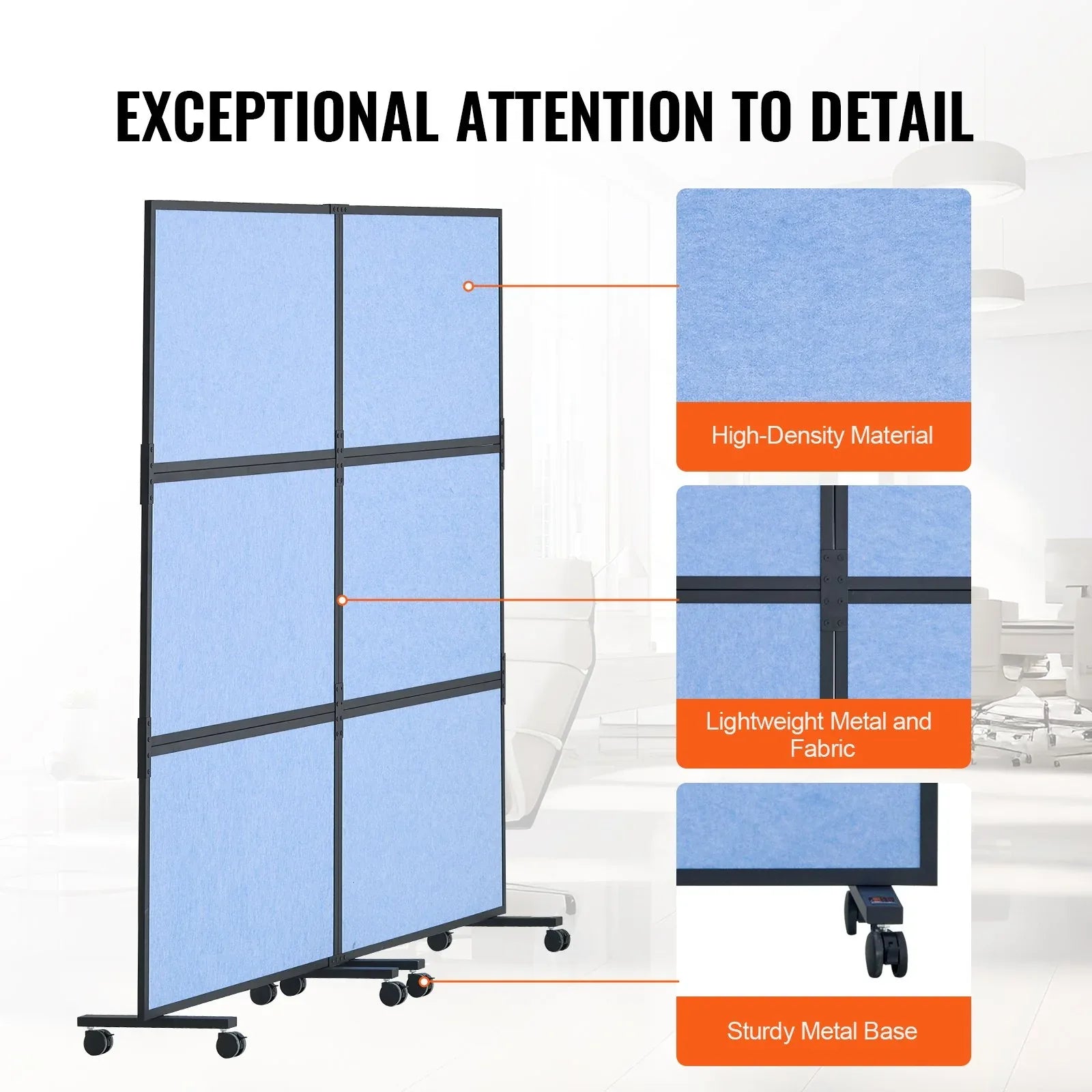 VEVOR Acoustic Room Divider Partition Panel Privacy Screen 2 Pack Indigo Blue - Mekamart Australia