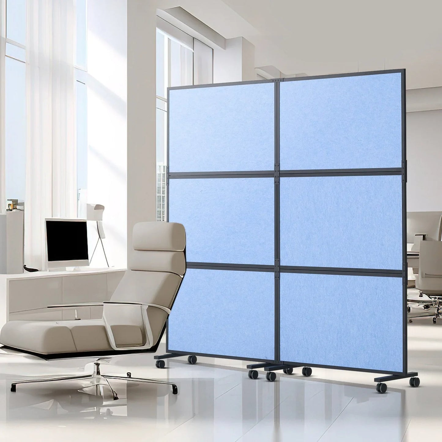 VEVOR Acoustic Room Divider Partition Panel Privacy Screen 2 Pack Indigo Blue - Mekamart Australia