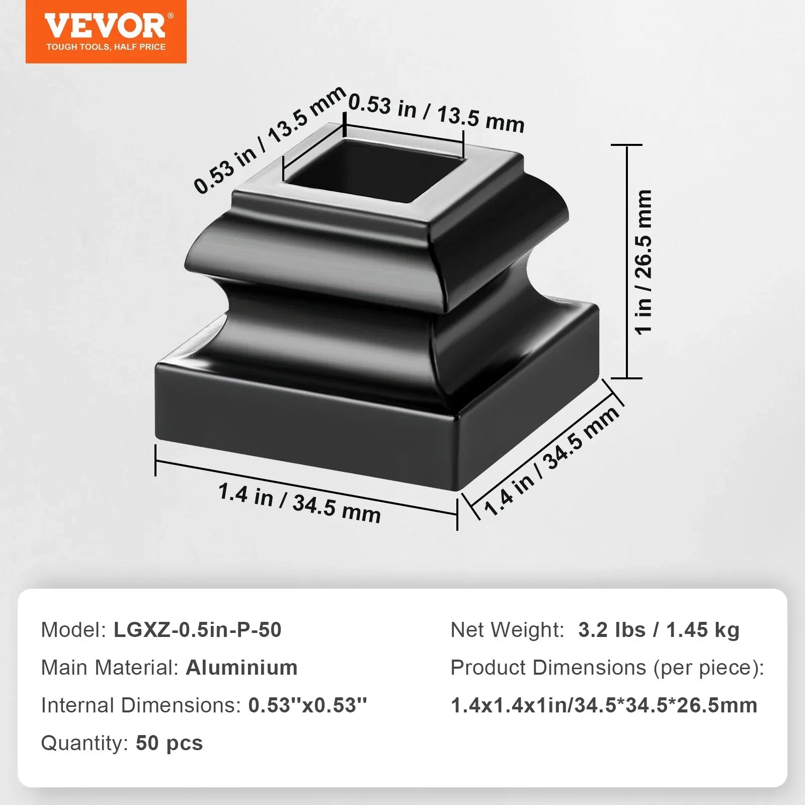 VEVOR 50 PCS Aluminum Alloy Baluster Flat Shoes Wrought Spindles for Staircase - Mekamart Australia