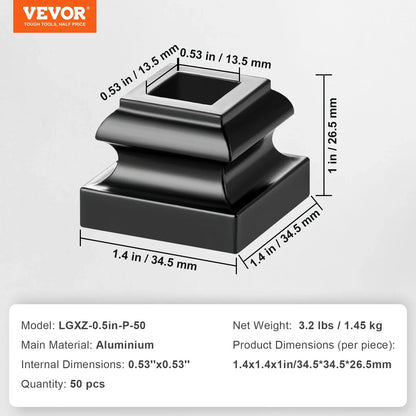 VEVOR 50 PCS Aluminum Alloy Baluster Flat Shoes Wrought Spindles for Staircase - Mekamart Australia