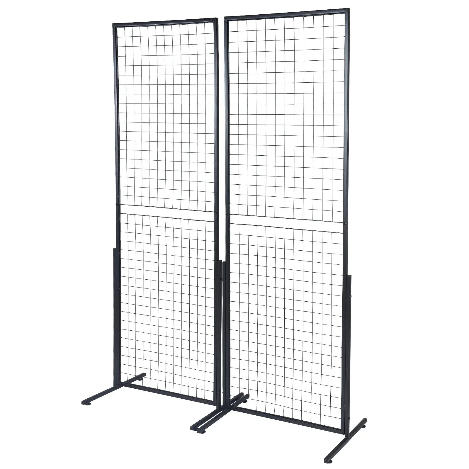 VEVOR 2' x 5.6' Grid Wall Panels Tower, 2 Packs Wire Gridwall Display Racks with T-Base Floorstanding, Double Side Gridwall Panels for Art Craft Shows, Retail Display with Extra Clips and Hooks - Mekamart Australia