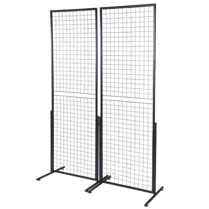 VEVOR 2' x 5.6' Grid Wall Panels Tower, 2 Packs Wire Gridwall Display Racks with T-Base Floorstanding, Double Side Gridwall Panels for Art Craft Shows, Retail Display with Extra Clips and Hooks - Mekamart Australia