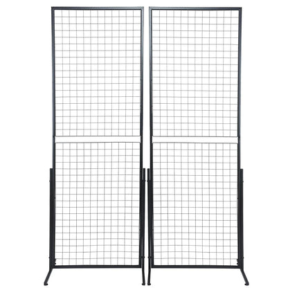 VEVOR 2' x 5.6' Grid Wall Panels Tower, 2 Packs Wire Gridwall Display Racks with T-Base Floorstanding, Double Side Gridwall Panels for Art Craft Shows, Retail Display with Extra Clips and Hooks - Mekamart Australia
