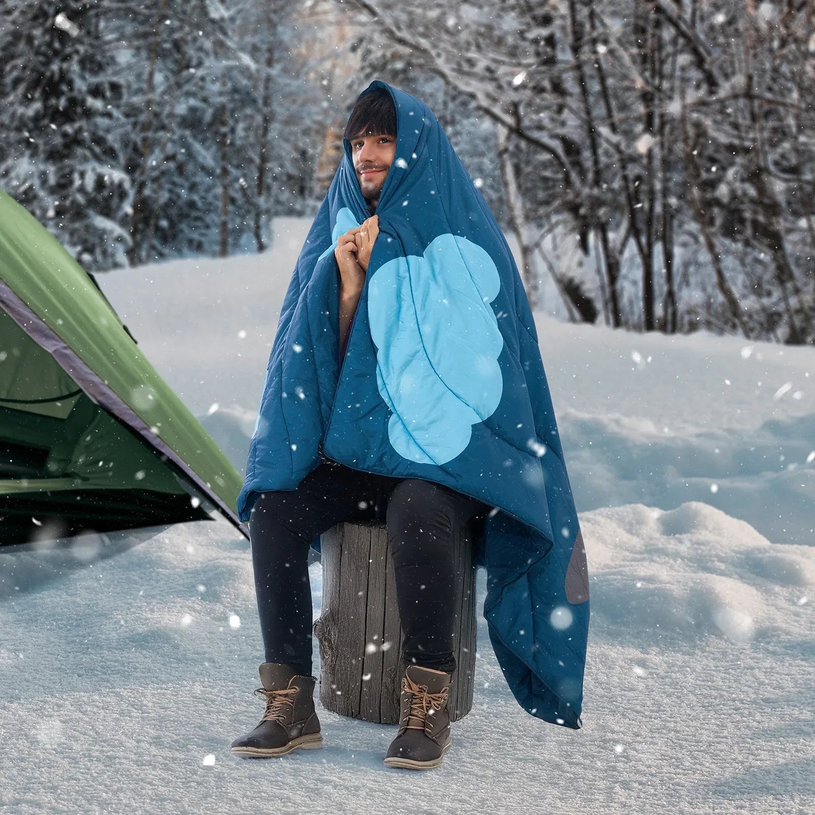 VEVOR Camping Blanket 1.9 m x 1.32 m Wearable Warm Stadium Blanket Outdoor - Mekamart Australia