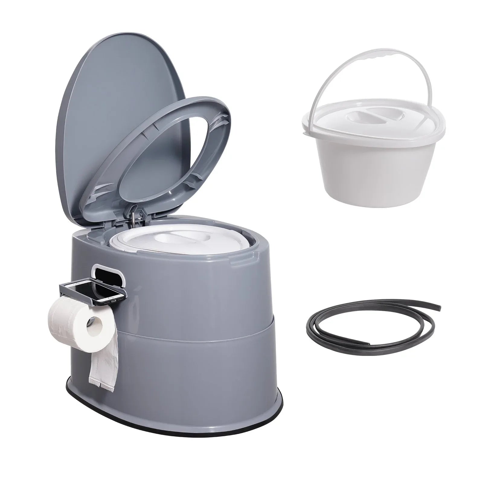 VEVOR Portable Toilet for Camping, Porta Potty with 5L Detachable Inner Bucket & Removable Paper Holder, Commode with Dual Lids, Travel Toilet for Adults Kids Outdoor Camping Car Long Road Trips - Mekamart Australia