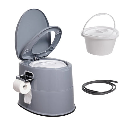 VEVOR Portable Toilet for Camping, Porta Potty with 5L Detachable Inner Bucket & Removable Paper Holder, Commode with Dual Lids, Travel Toilet for Adults Kids Outdoor Camping Car Long Road Trips - Mekamart Australia