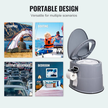VEVOR Portable Toilet for Camping, Porta Potty with 5L Detachable Inner Bucket & Removable Paper Holder, Commode with Dual Lids, Travel Toilet for Adults Kids Outdoor Camping Car Long Road Trips - Mekamart Australia