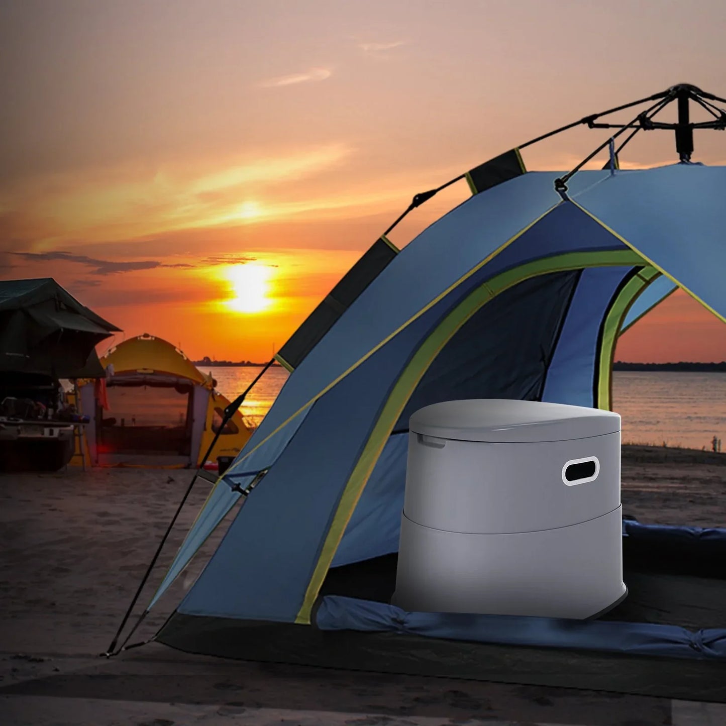 VEVOR Portable Toilet for Camping, Porta Potty with 5L Detachable Inner Bucket & Removable Paper Holder, Commode with Dual Lids, Travel Toilet for Adults Kids Outdoor Camping Car Long Road Trips - Mekamart Australia
