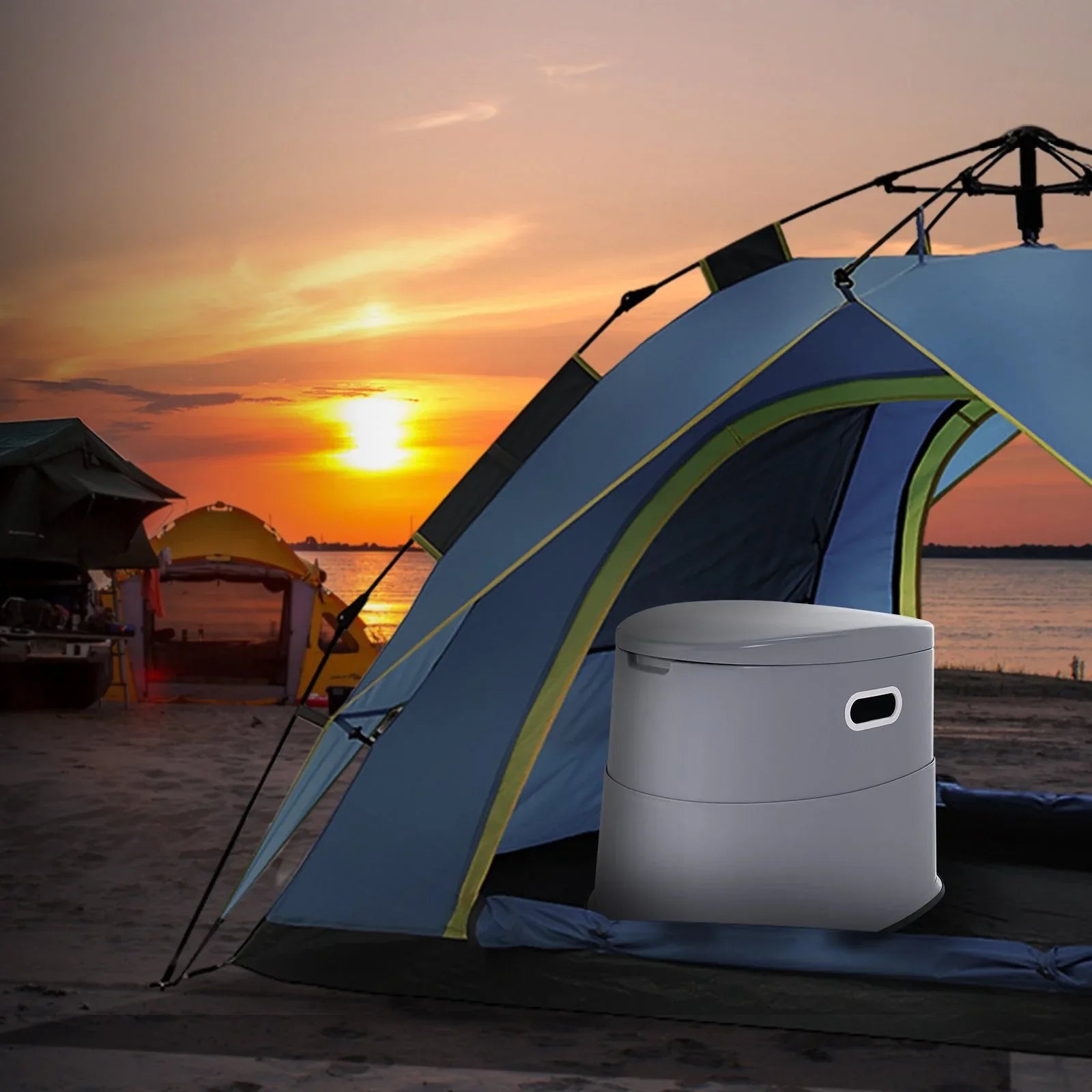 VEVOR Portable Toilet for Camping, Porta Potty with 5L Detachable Inner Bucket & Removable Paper Holder, Commode with Dual Lids, Travel Toilet for Adults Kids Outdoor Camping Car Long Road Trips - Mekamart Australia