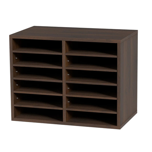 VEVOR Wood Literature Organizer Adjustable File Sorter 12 Compartments Brown - Mekamart Australia