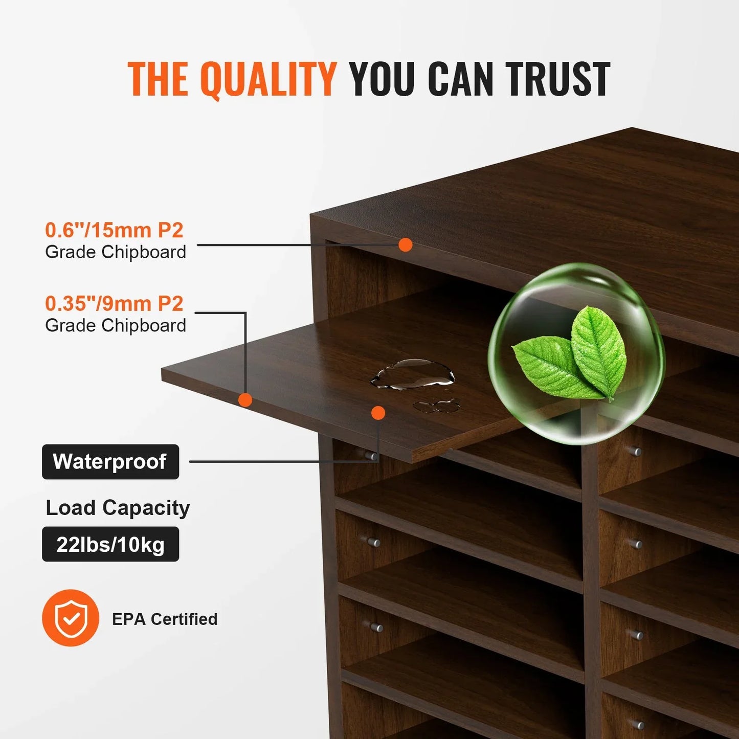 VEVOR Wood Literature Organizer Adjustable File Sorter 12 Compartments Brown - Mekamart Australia