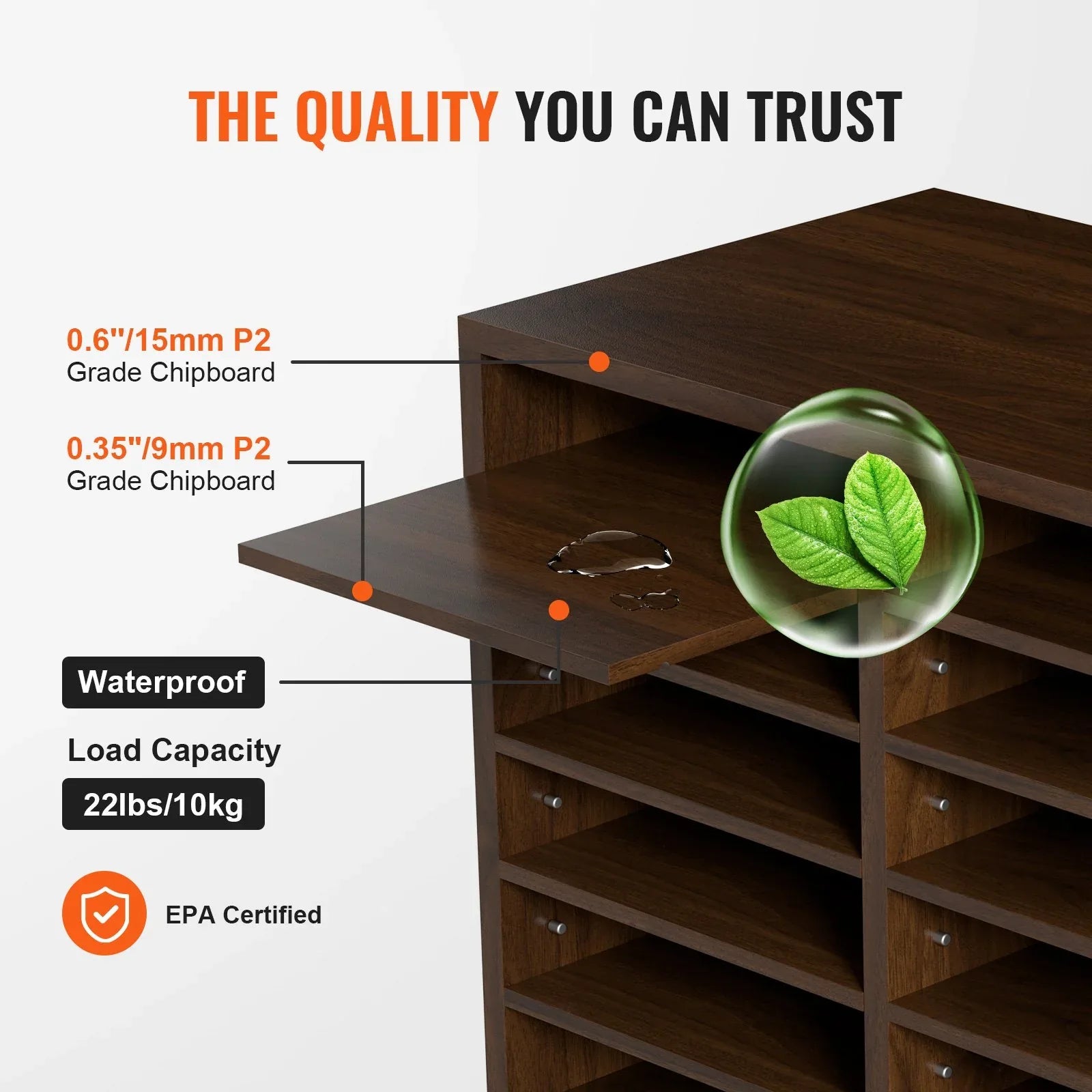 VEVOR Wood Literature Organizer Adjustable File Sorter 12 Compartments Brown - Mekamart Australia
