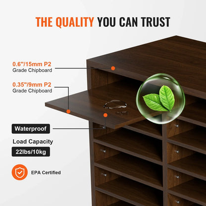 VEVOR Wood Literature Organizer Adjustable File Sorter 12 Compartments Brown - Mekamart Australia