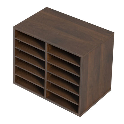 VEVOR Wood Literature Organizer Adjustable File Sorter 12 Compartments Brown - Mekamart Australia