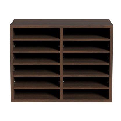 VEVOR Wood Literature Organizer Adjustable File Sorter 12 Compartments Brown - Mekamart Australia