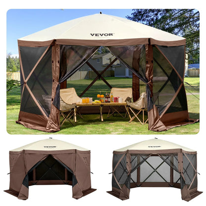 VEVOR Pop-up Camping Gazebo Camping Canopy Shelter 6 Sided 10' x 10' Sun Shade - Mekamart Australia