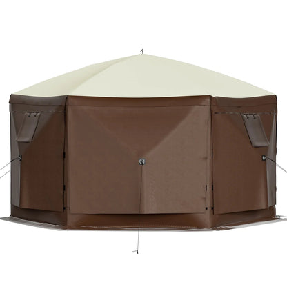 VEVOR Pop-up Camping Gazebo Camping Canopy Shelter 6 Sided 10' x 10' Sun Shade - Mekamart Australia