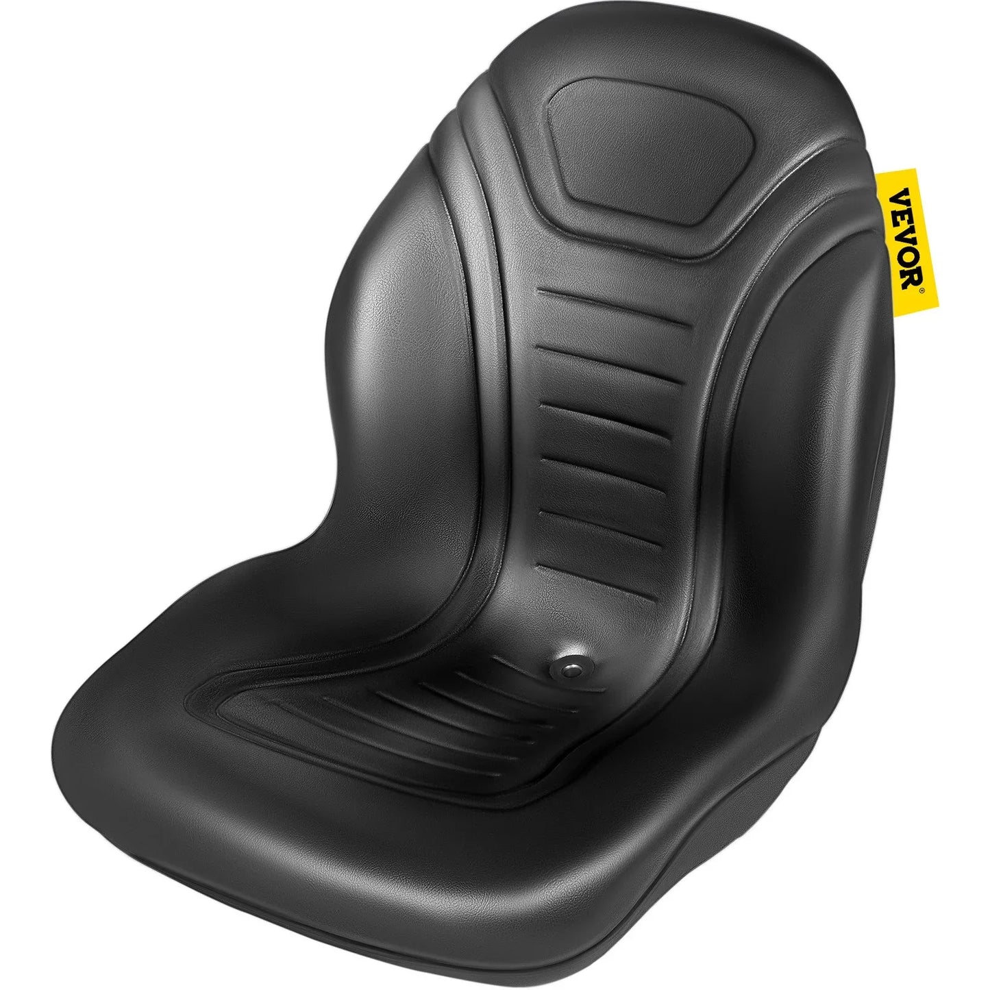 VEVOR Universal Lawn Tractor Seat Replacement, Compact High Back Mower Seat, Black Vinyl Forklift Seat, Central Drain Hole Skid Steer Seat with Mounting Bolt Patterns of 8" x 11.5" & 11.25" x 11.5" - Mekamart Australia