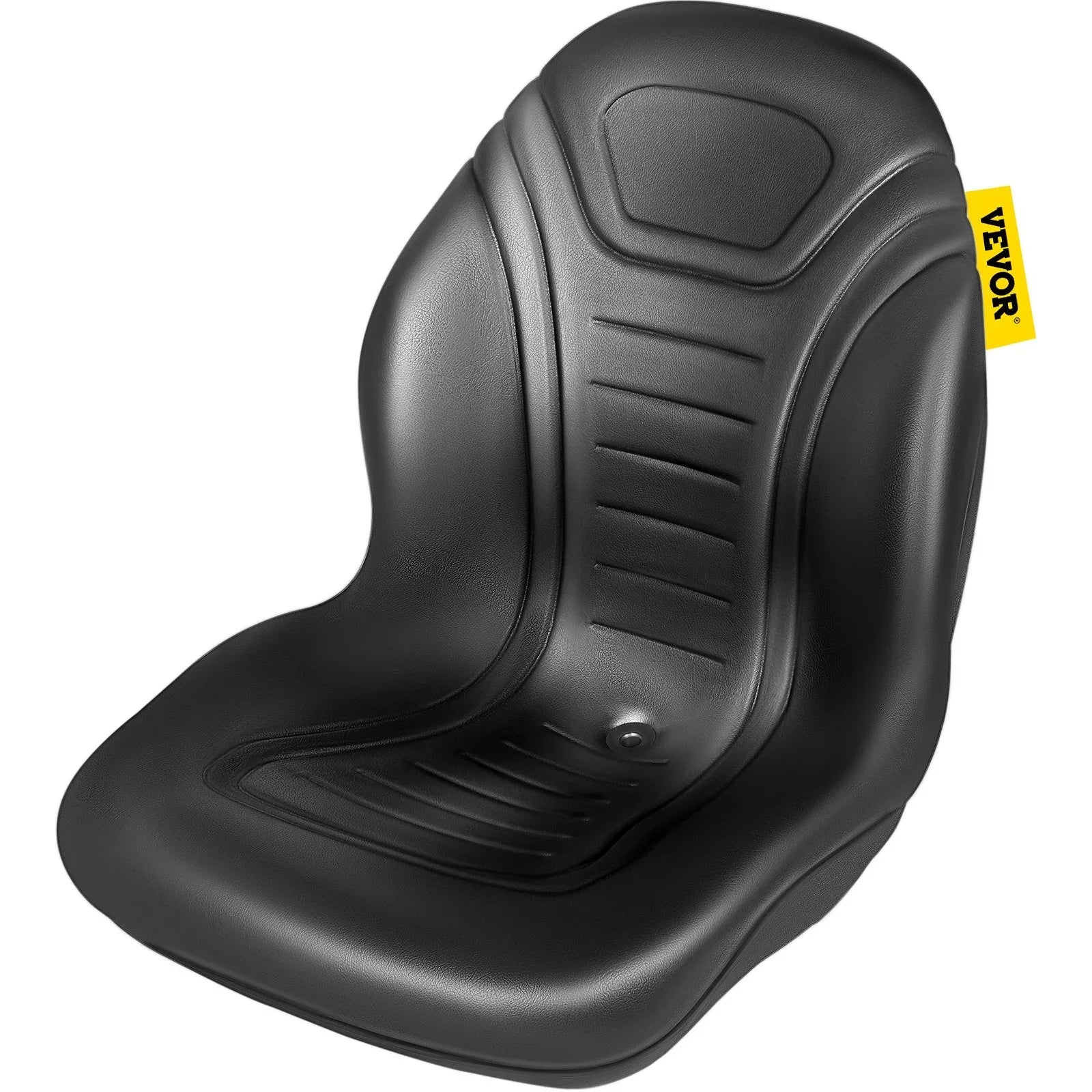 VEVOR Universal Lawn Tractor Seat Replacement, Compact High Back Mower Seat, Black Vinyl Forklift Seat, Central Drain Hole Skid Steer Seat with Mounting Bolt Patterns of 8" x 11.5" & 11.25" x 11.5" - Mekamart Australia
