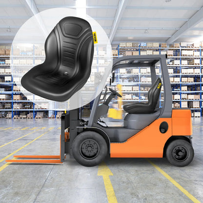 VEVOR Universal Lawn Tractor Seat Replacement, Compact High Back Mower Seat, Black Vinyl Forklift Seat, Central Drain Hole Skid Steer Seat with Mounting Bolt Patterns of 8" x 11.5" & 11.25" x 11.5" - Mekamart Australia