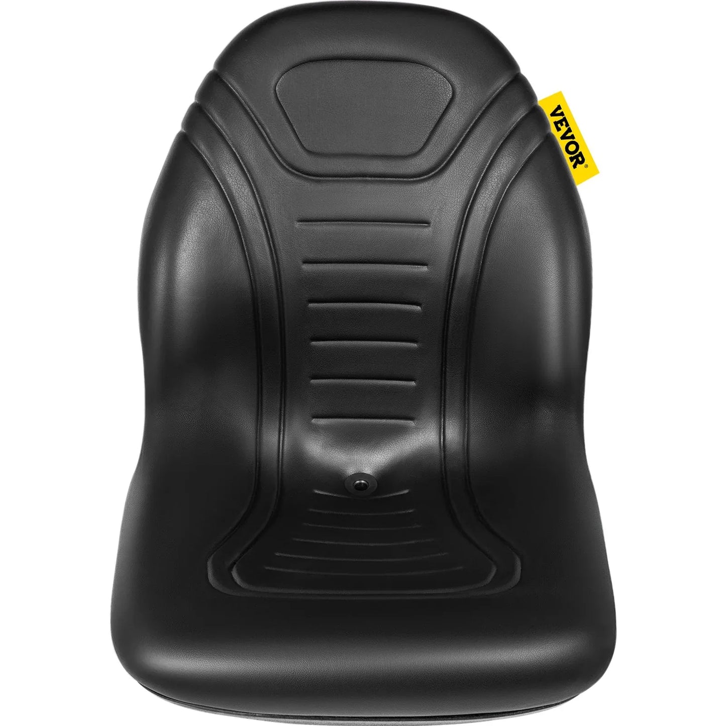 VEVOR Universal Lawn Tractor Seat Replacement, Compact High Back Mower Seat, Black Vinyl Forklift Seat, Central Drain Hole Skid Steer Seat with Mounting Bolt Patterns of 8" x 11.5" & 11.25" x 11.5" - Mekamart Australia