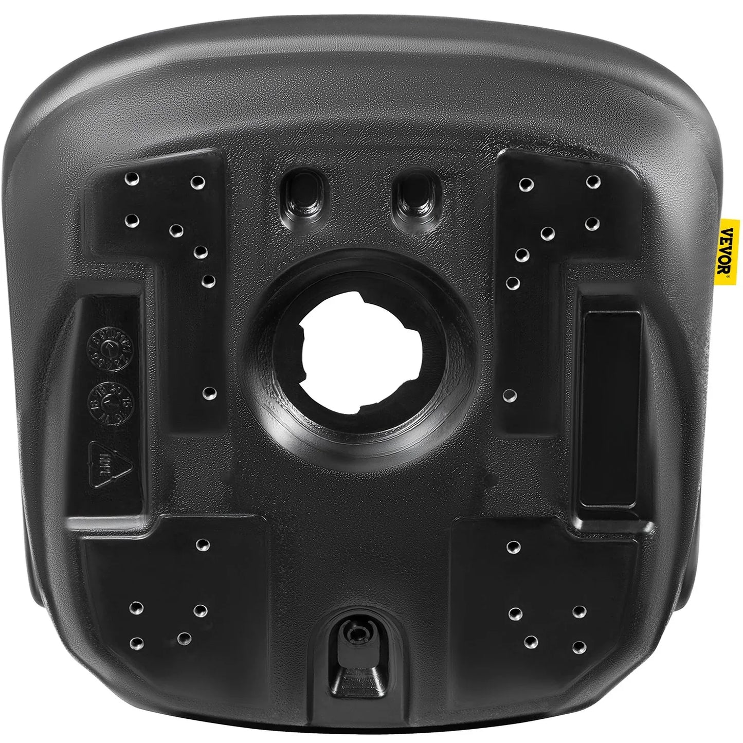 VEVOR Universal Lawn Tractor Seat Replacement, Compact High Back Mower Seat, Black Vinyl Forklift Seat, Central Drain Hole Skid Steer Seat with Mounting Bolt Patterns of 8" x 11.5" & 11.25" x 11.5" - Mekamart Australia