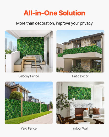 VEVOR Artificial Grass Wall Panels, 12 PCS 20 x 20 inch, 3D Combination Greenery Boxwood Panel for Indoor Outdoor Green Decor & Ivy Fence Covering, Privacy Backdrop Wall Hedge Screen for Garden - Mekamart Australia