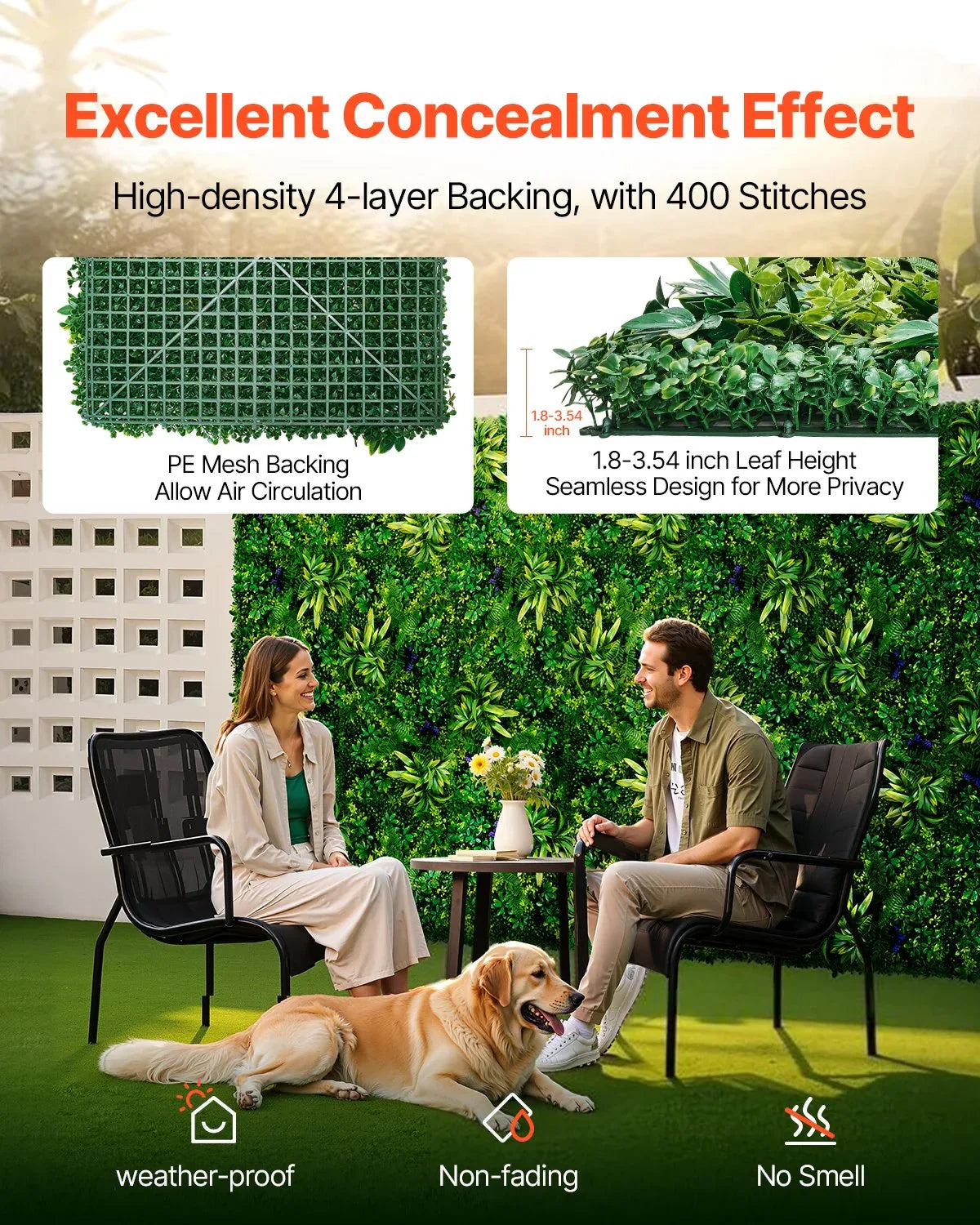 VEVOR Artificial Grass Wall Panels, 8 PCS 20 x 20 inch, 3D Combination Greenery Boxwood Panel for Indoor Outdoor Green Decor & Ivy Fence Covering, Privacy Backdrop Wall Hedge Screen for Garden - Mekamart Australia