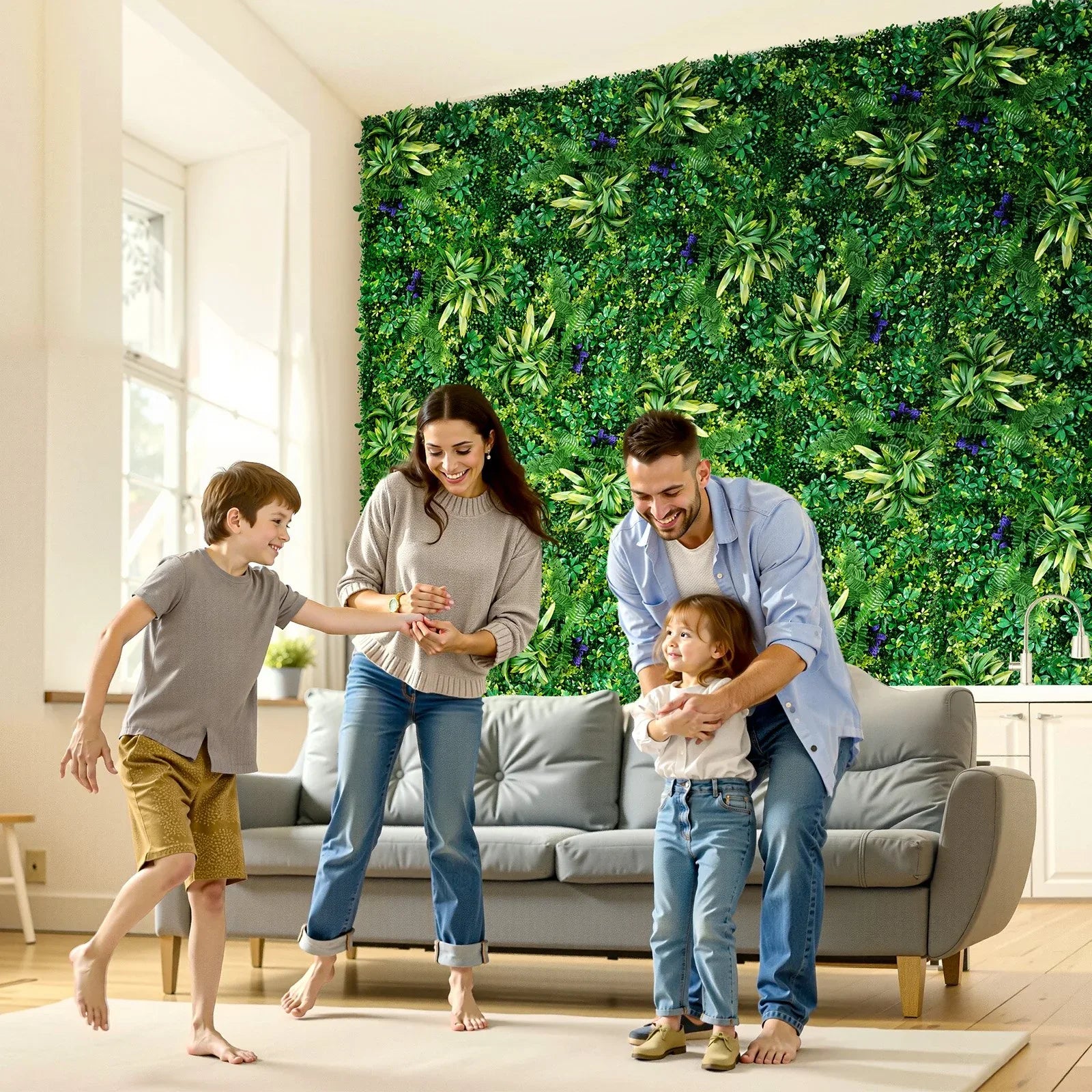 VEVOR Artificial Grass Wall Panels, 8 PCS 20 x 20 inch, 3D Combination Greenery Boxwood Panel for Indoor Outdoor Green Decor & Ivy Fence Covering, Privacy Backdrop Wall Hedge Screen for Garden - Mekamart Australia