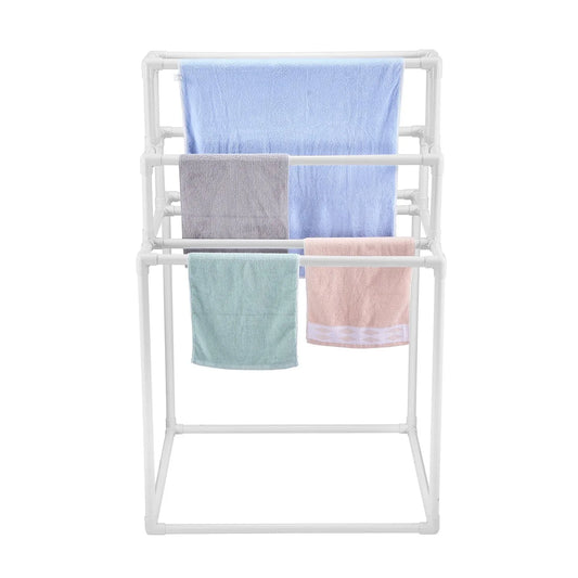VEVOR Towel Rack 8-Bar Outdoor PVC Towel Holder for Poolside Spa Bathroom White - Mekamart Australia