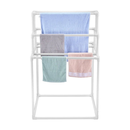 VEVOR Towel Rack 8-Bar Outdoor PVC Towel Holder for Poolside Spa Bathroom White - Mekamart Australia