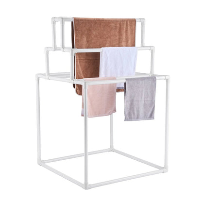 VEVOR Towel Rack 8-Bar Outdoor PVC Towel Holder for Poolside Spa Bathroom White - Mekamart Australia