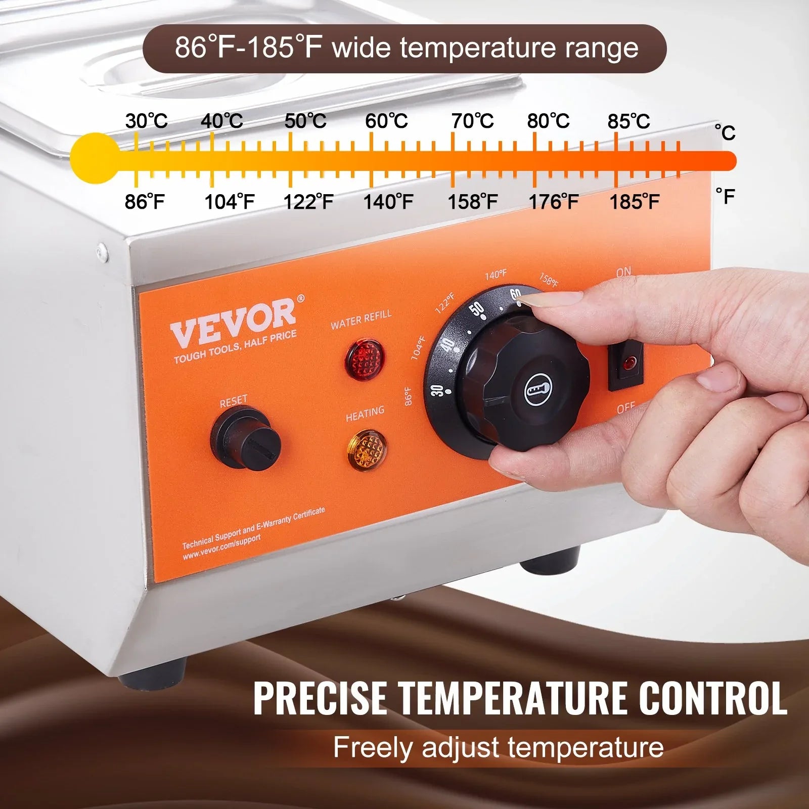 VEVOR Chocolate Tempering Machine, 2 Tanks Chocolate Melting Pot with TEMP Control, 800W Stainless Steel Electric Commercial Food Warmer For Chocolate/Milk/Cream Melting and Heating - Mekamart Australia