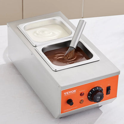 VEVOR Chocolate Tempering Machine, 2 Tanks Chocolate Melting Pot with TEMP Control, 800W Stainless Steel Electric Commercial Food Warmer For Chocolate/Milk/Cream Melting and Heating - Mekamart Australia