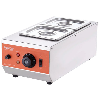 VEVOR Chocolate Tempering Machine, 2 Tanks Chocolate Melting Pot with TEMP Control, 800W Stainless Steel Electric Commercial Food Warmer For Chocolate/Milk/Cream Melting and Heating - Mekamart Australia