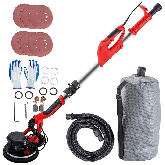 VEVOR Drywall Sander 750W, Electric Drywall Sander, Foldable Sheetrock Sander, with Telescope Handle, Electric Sander, Variable Speed 800-1750 RPM, Wall Sander, with LED Strip Light and Vacuum Bag - Mekamart Australia