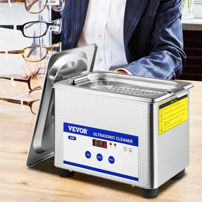 VEVOR 0.8L Professional Ultrasonic Cleaner 304 Stainless Steel Digital Lab Ultrasonic Cleaner with Timer for Jewelry Watch Glasses Circuit Board Dentures Small Parts Dental Instrument (0.8L) - Mekamart Australia