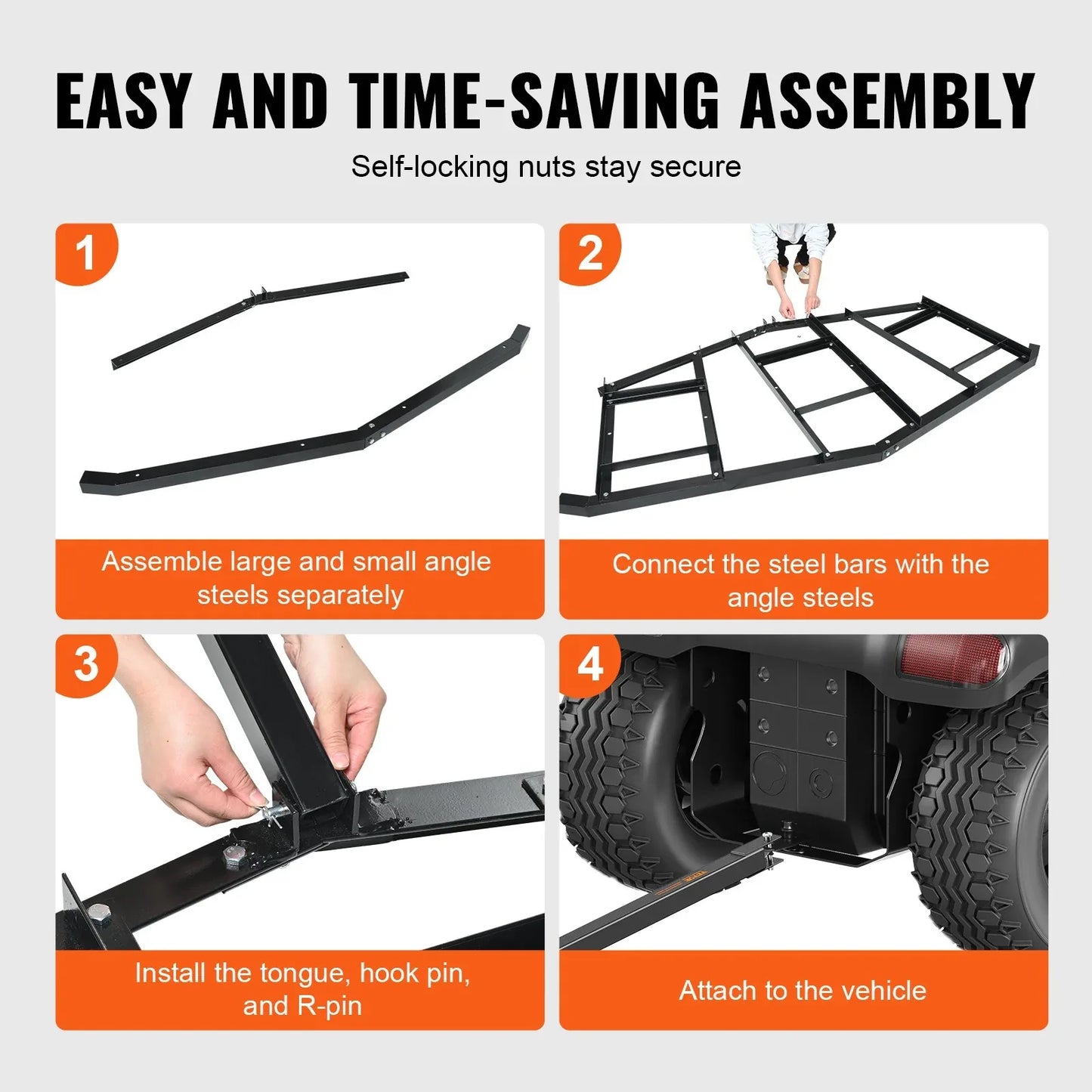 VEVOR Driveway Drag, 84" Width Tow Behind Drag Harrow, Q235 Steel Driveway Grader with Adjustable Bars, Support up to 50 lbs, Driveway Tractor Harrow for ATVs, UTVs, Garden Lawn Tractors - Mekamart Australia