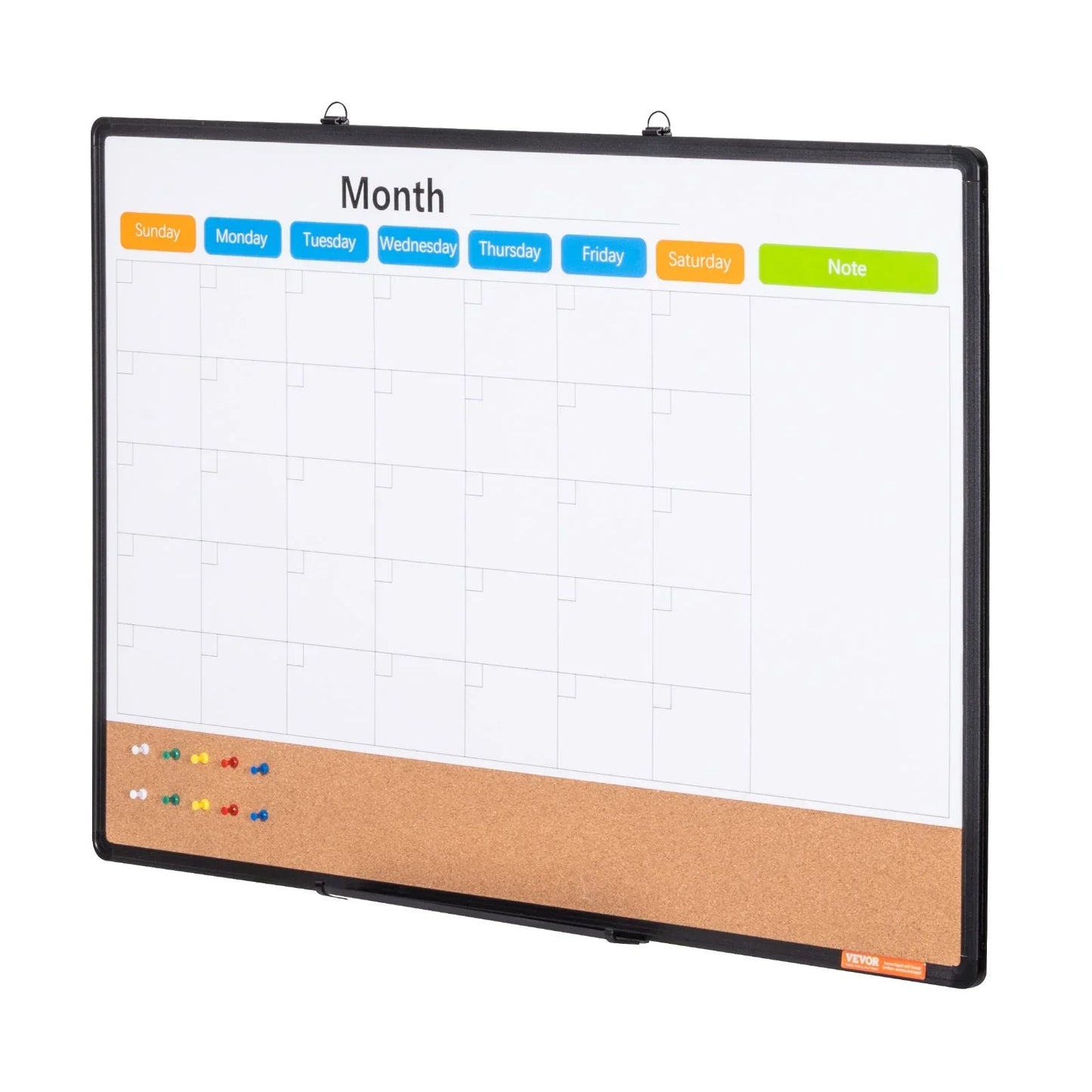 VEVOR 36"x 24" Monthly Calendar Whiteboard & Cork Board Combo with Aluminum Frame – 2-in-1 Magnetic Dry Erase Bulletin Board for Wall Mount – Ideal for School, Home, Office - Mekamart Australia