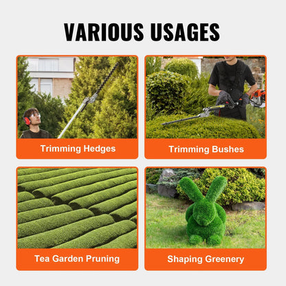 VEVOR 15.7-inch 26CC 2 Cycle Gas Hedge Trimmer, Gas Powered Pole Hedge Trimmer with Dual Sided Dual Action Blade, Adjustable Trimmer Head, Suitable for Trimming Shrubs, Bushes - Mekamart Australia
