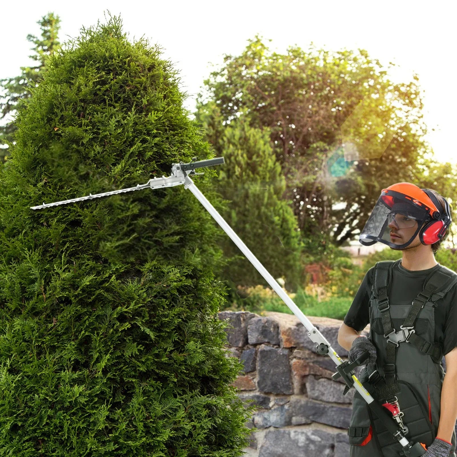 VEVOR 15.7-inch 26CC 2 Cycle Gas Hedge Trimmer, Gas Powered Pole Hedge Trimmer with Dual Sided Dual Action Blade, Adjustable Trimmer Head, Suitable for Trimming Shrubs, Bushes - Mekamart Australia