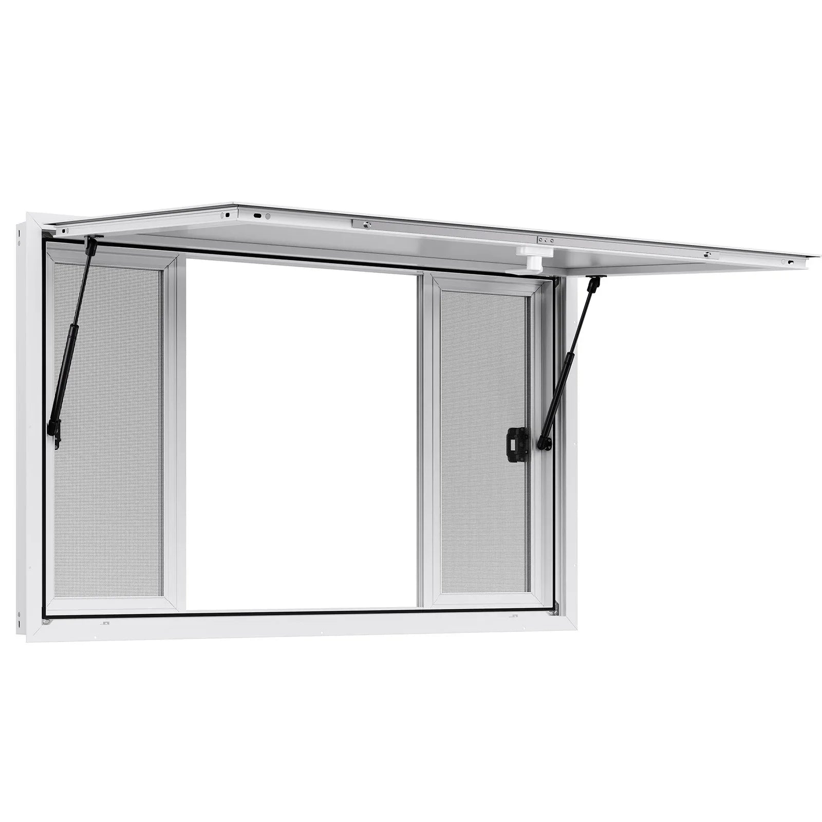 VEVOR Concession Window 1346x838 mm, Aluminum Alloy Service Window for Food Truck, Up to 85 Degrees Stand Serving Window with 4 Sliding Windows, Awning Door, and Drag Hook, for Concession Trailers - Mekamart Australia