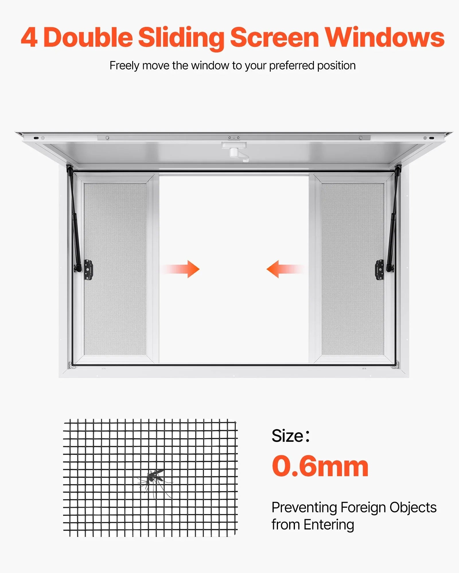 VEVOR Concession Window 1346x838 mm, Aluminum Alloy Service Window for Food Truck, Up to 85 Degrees Stand Serving Window with 4 Sliding Windows, Awning Door, and Drag Hook, for Concession Trailers - Mekamart Australia